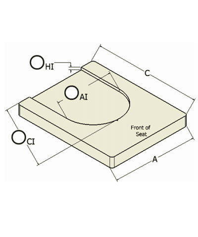 Customization of Seat Contours: Ischial recess for Seat (1/2" recess to the 60% rear portion of the seat cushion)