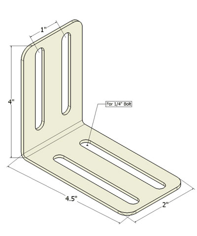 4” by 4.5” Lateral Trunk, Lateral Hip/Thigh or Lateral Knee Bracket, pair, kit.
